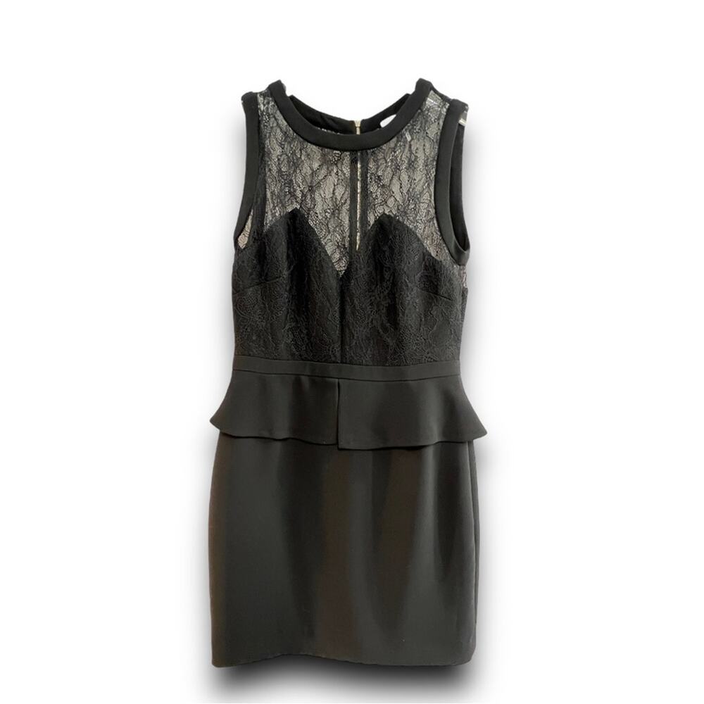 SANDRO Sleeveless Black Sheer Lace Sweetheart Neckline Peplum Cocktail Dress SZ1 - Picture 9 of 14